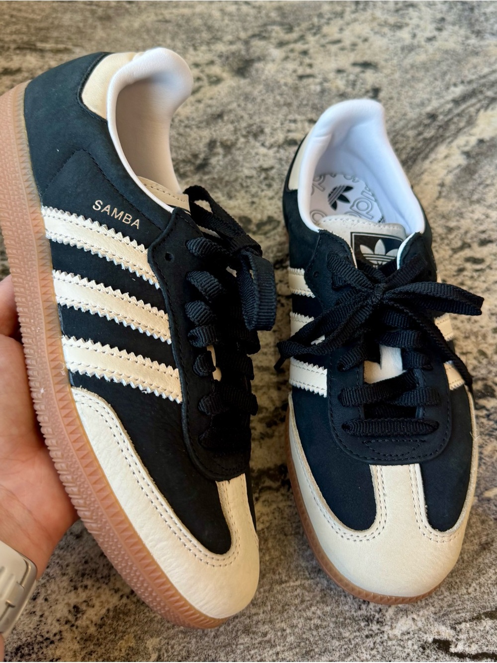 Adidas Samba Black & Cream (Core Black & Wonder White) Women’s Size 7. EUC.